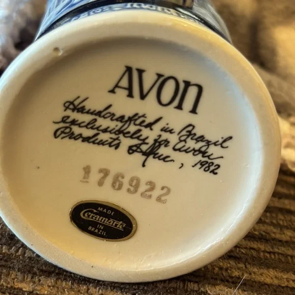 Vtg Avon Flying Classics Ceramic Stein Blue Wright Bros 1982 with Box - Picture 5 of 6